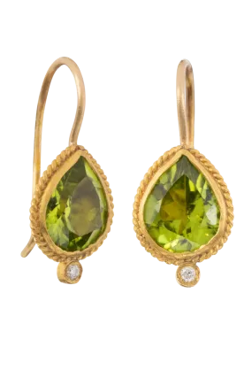 Pear Cut Peridot Drop Earrings