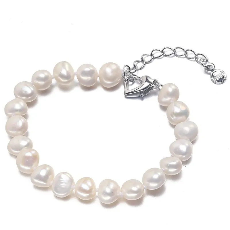 Pearl charm bracelet for women top quality 8-9mm 100% natural freshwater pearl bracelet 16cm-20cm