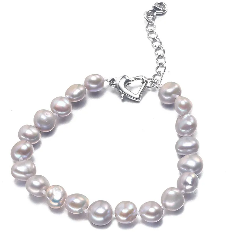 Pearl charm bracelet for women top quality 8-9mm 100% natural freshwater pearl bracelet 16cm-20cm