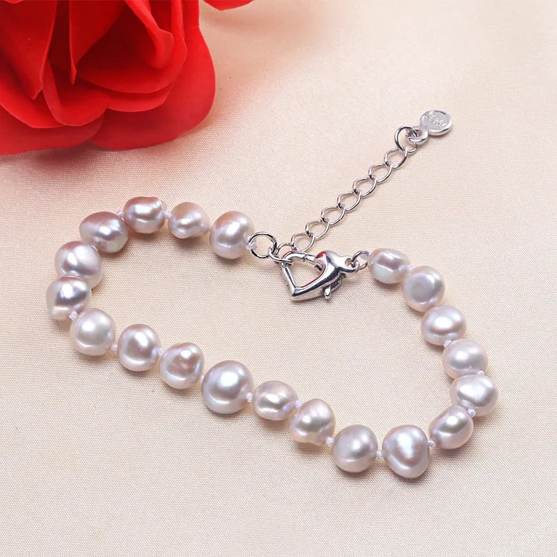 Pearl charm bracelet for women top quality 8-9mm 100% natural freshwater pearl bracelet 16cm-20cm