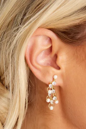 Pearl Sparkle Gold Ear Crawlers