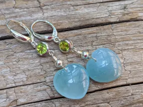 Peridot & Aquamarine Sterling Silver Earrings