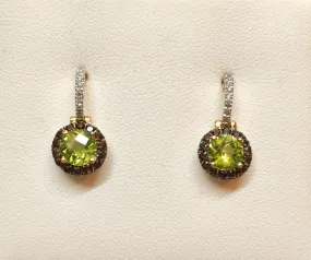 Peridot/Smokey Quartz/ Diamond Earrings