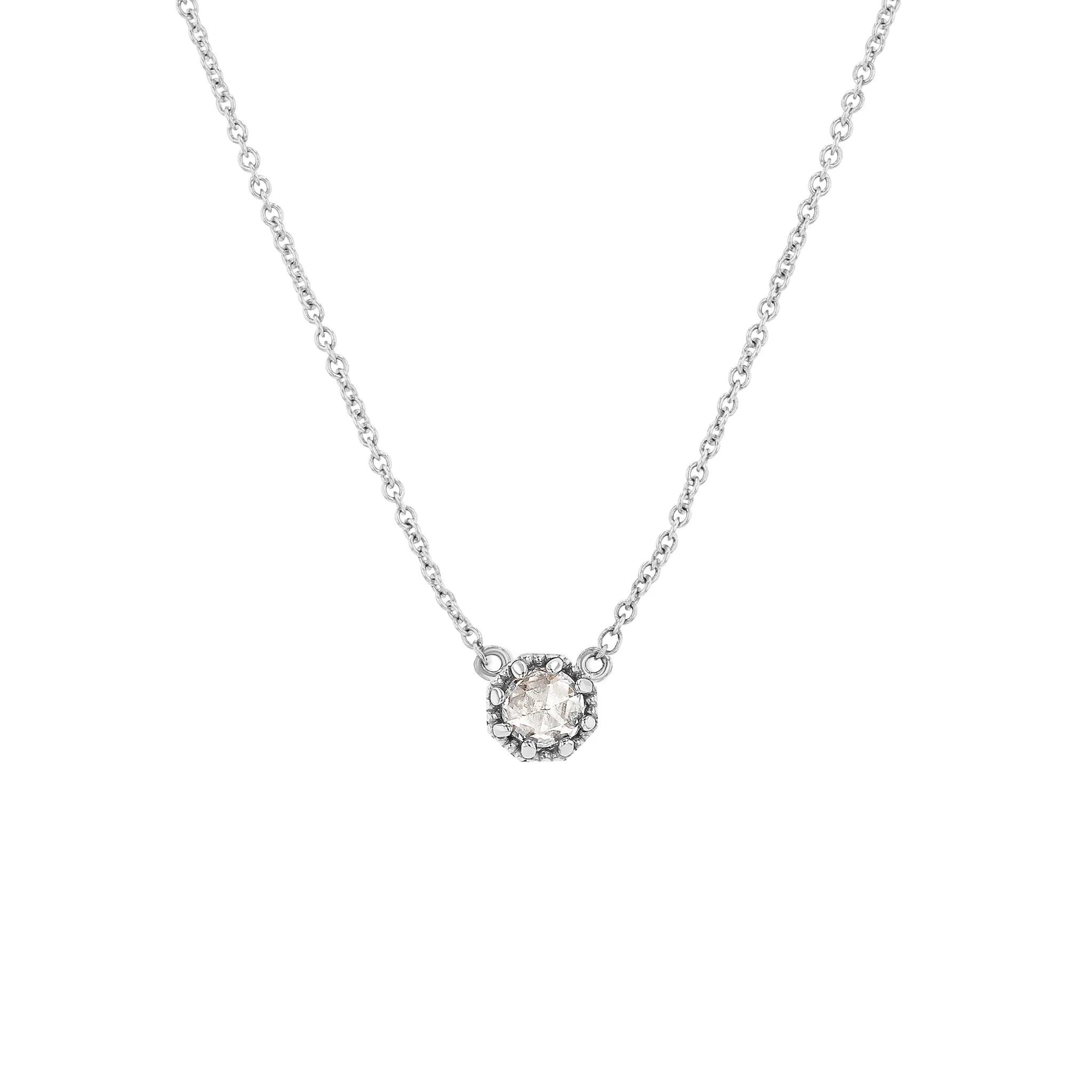 Petite Crown Bezel Diamond Necklace