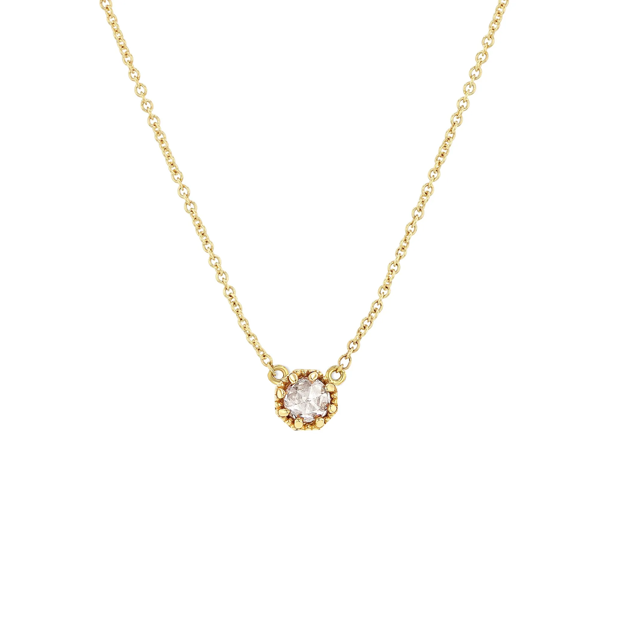 Petite Crown Bezel Diamond Necklace