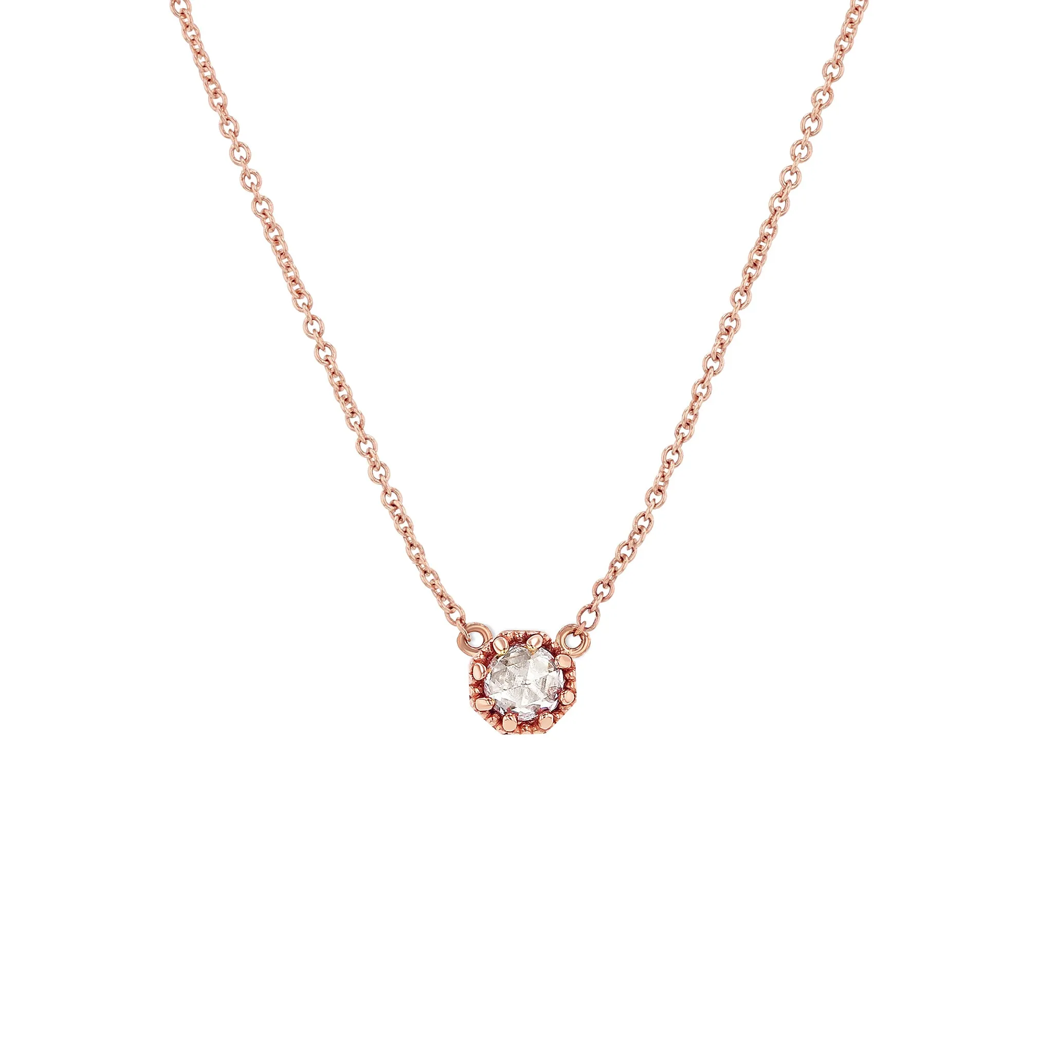 Petite Crown Bezel Diamond Necklace