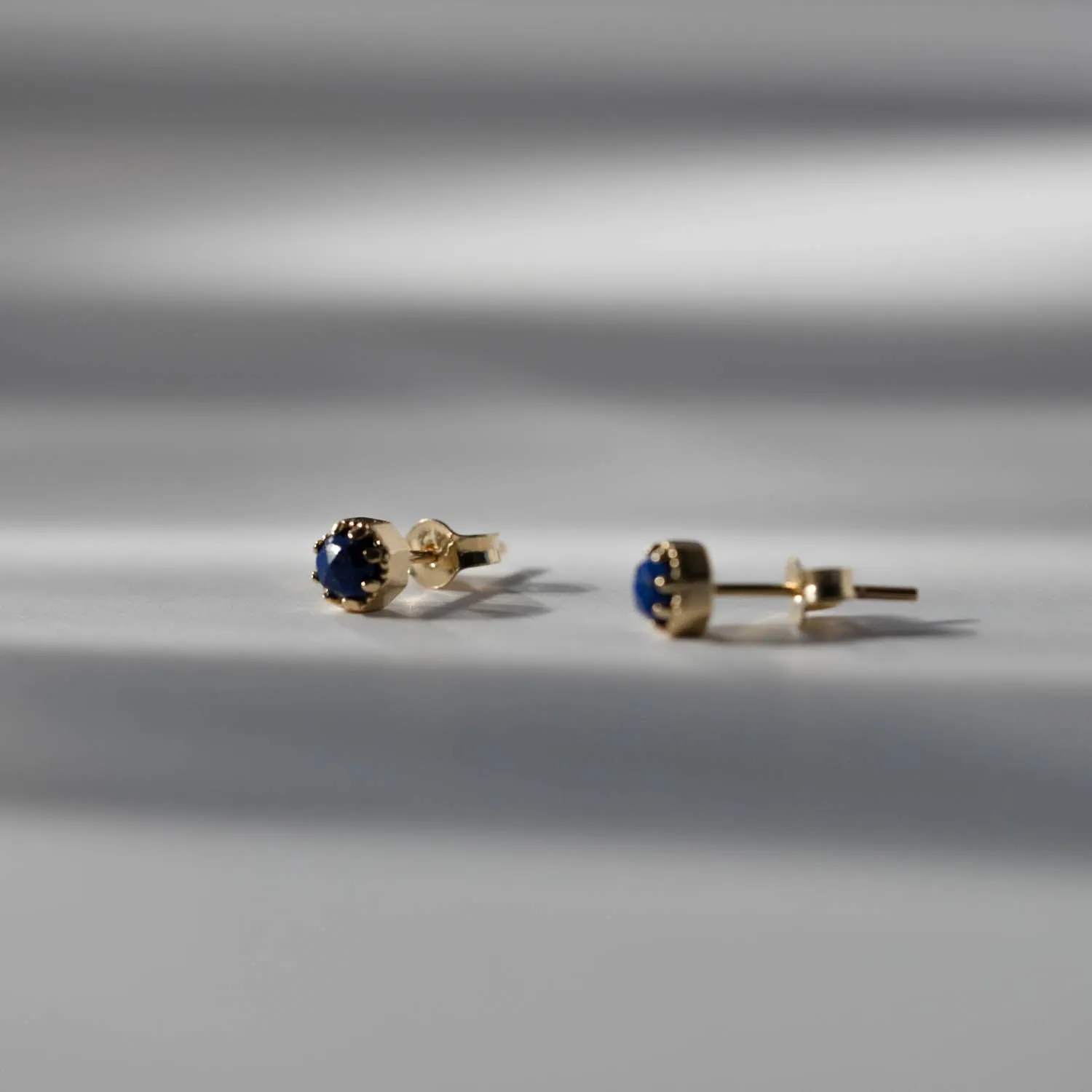 Petite Crown Bezel Lapis Earrings