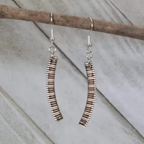 Piano Keyboard Curve Wooden Dangle Earrings by Cate's Concepts, LLC