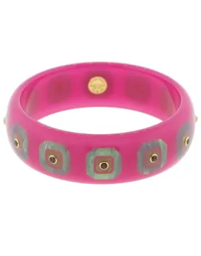 Pink and Blue Bakelite with Rhodonite Garnet Bangle