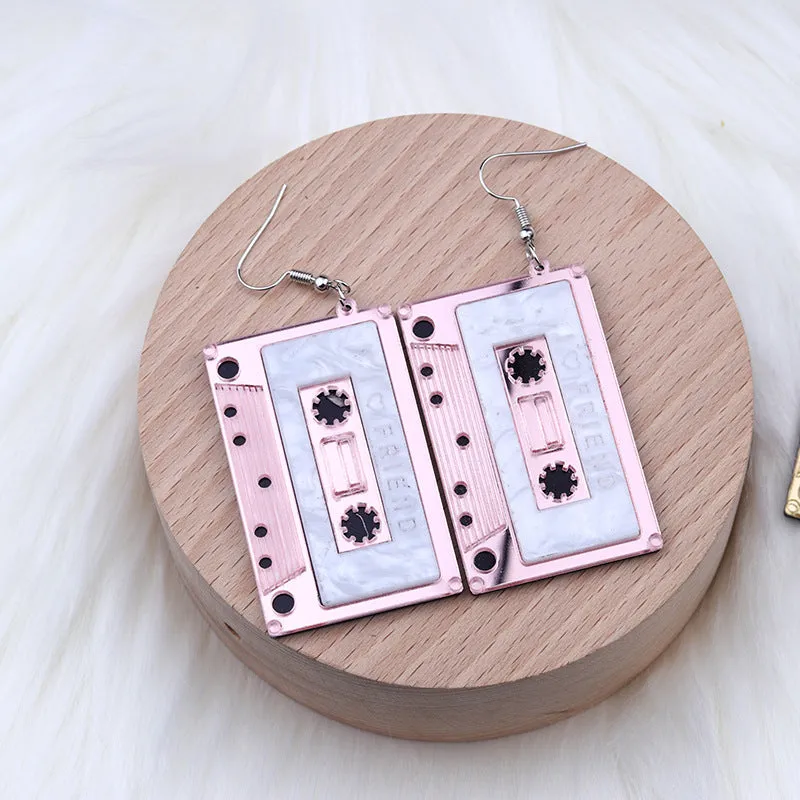 Pink Cassette Earrings