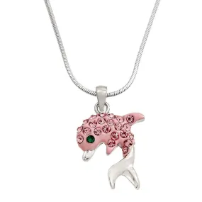 Pink Color Dolphin Pendant Necklace