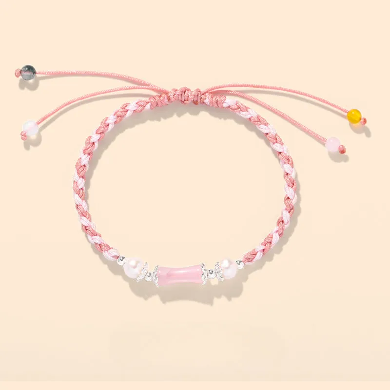 Pink Crystal Sterling Silver Bracelet for Women - Tanabata Festival Accessory