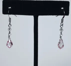 Pink Glass Briolette Dangle Earrings