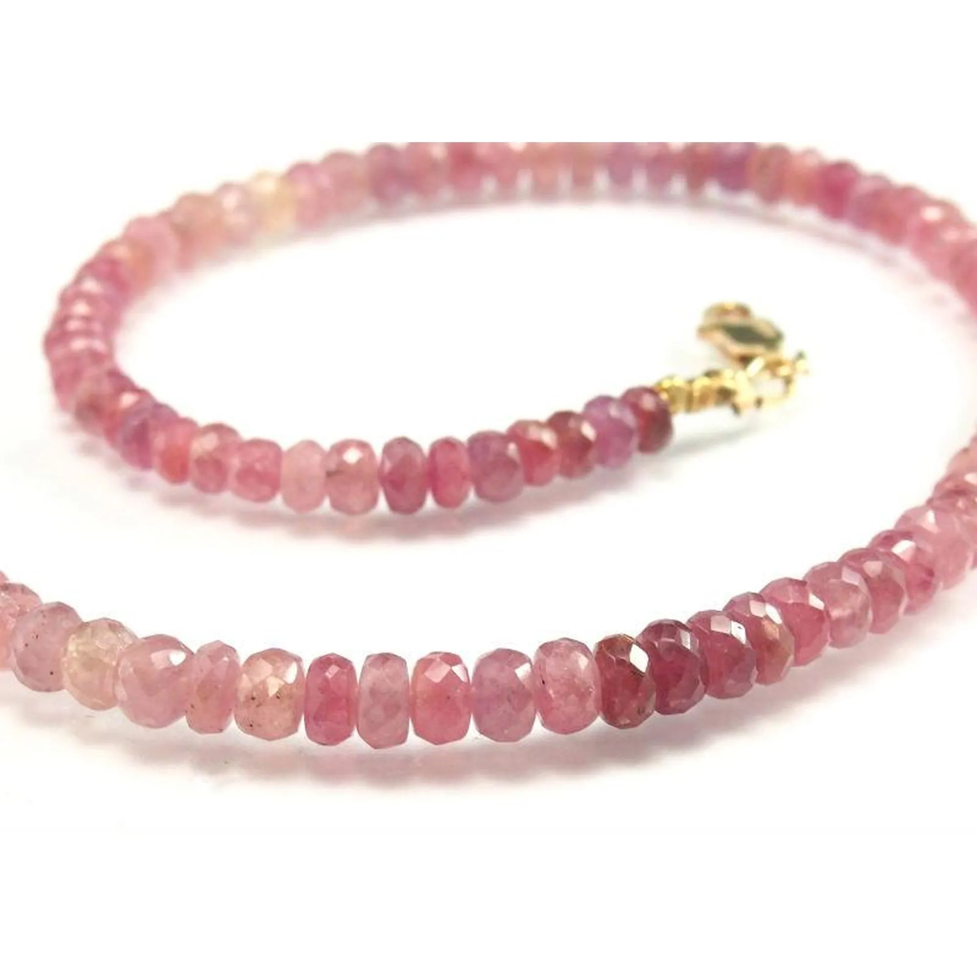 Pink Sapphire Necklace with Gold FIlled Lobster Claw Clasp