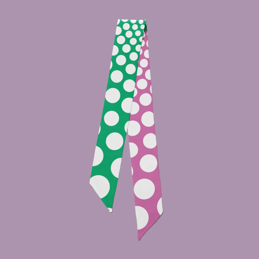 Polka Mini Scarf - Mauve / Green