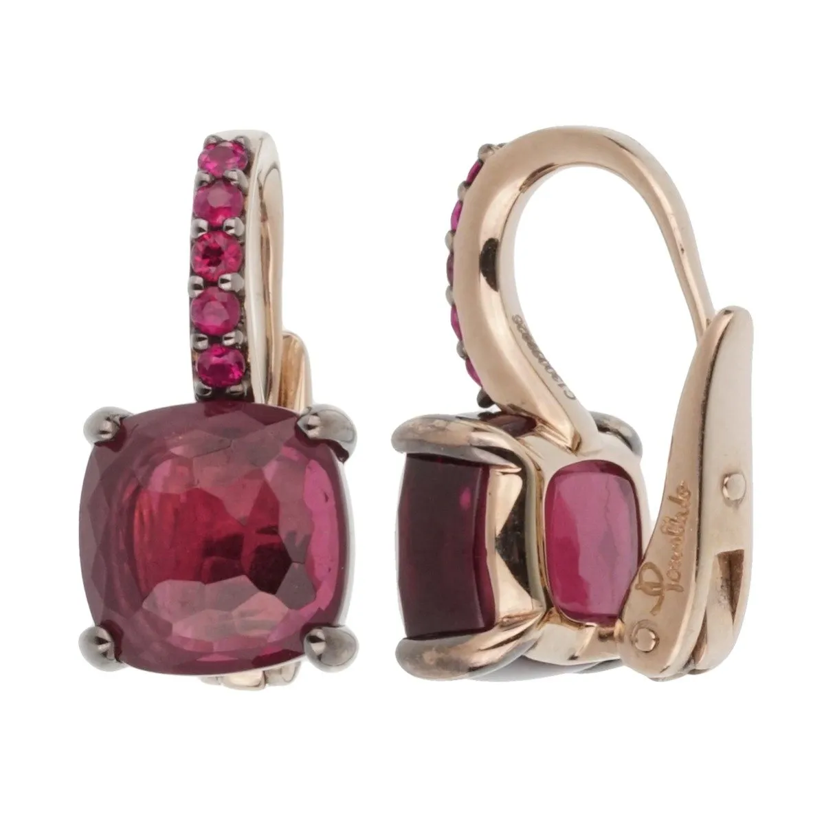 Pomellato 5.62 Carat Rhodolite Ruby White Gold Earrings