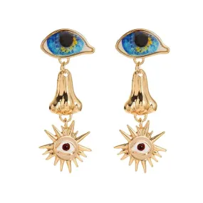 Pre Order:  Golden Fatima Eye Dangle Earrings