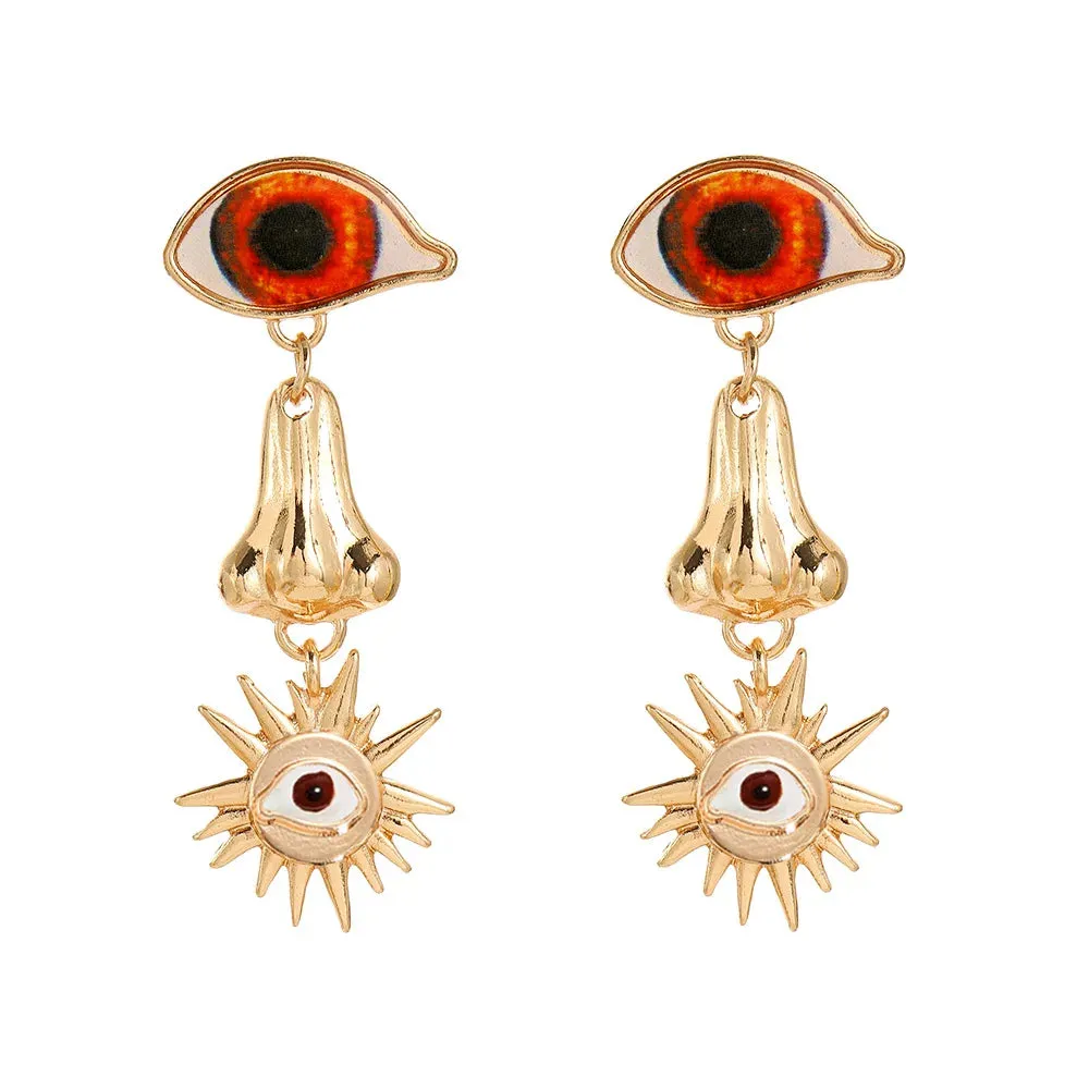 Pre Order:  Golden Fatima Eye Dangle Earrings