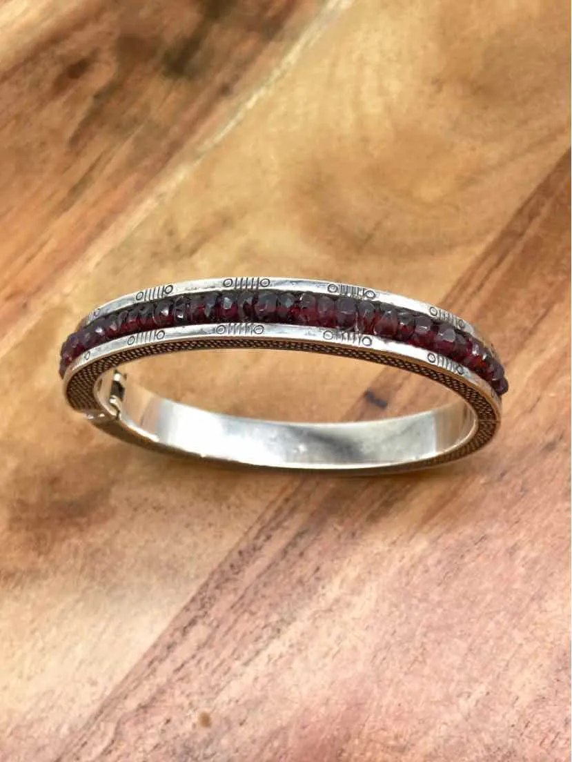 Pre-Owned Brighton Silver & Garnet Bangle Bracelet