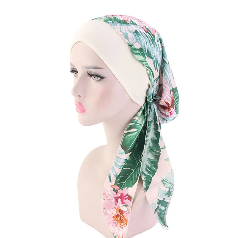 Pre-Tied Chiffon Floral Hijab Headscarf for Muslim Women