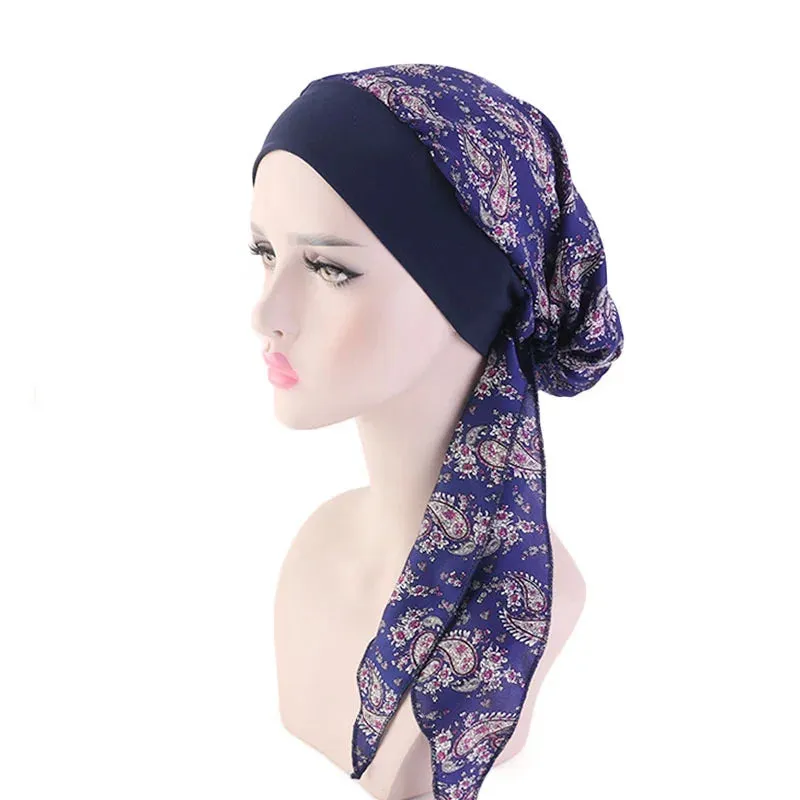 Pre-Tied Chiffon Floral Hijab Headscarf for Muslim Women