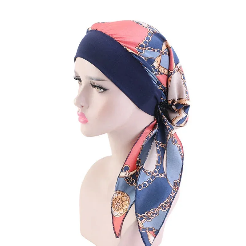 Pre-Tied Chiffon Floral Hijab Headscarf for Muslim Women