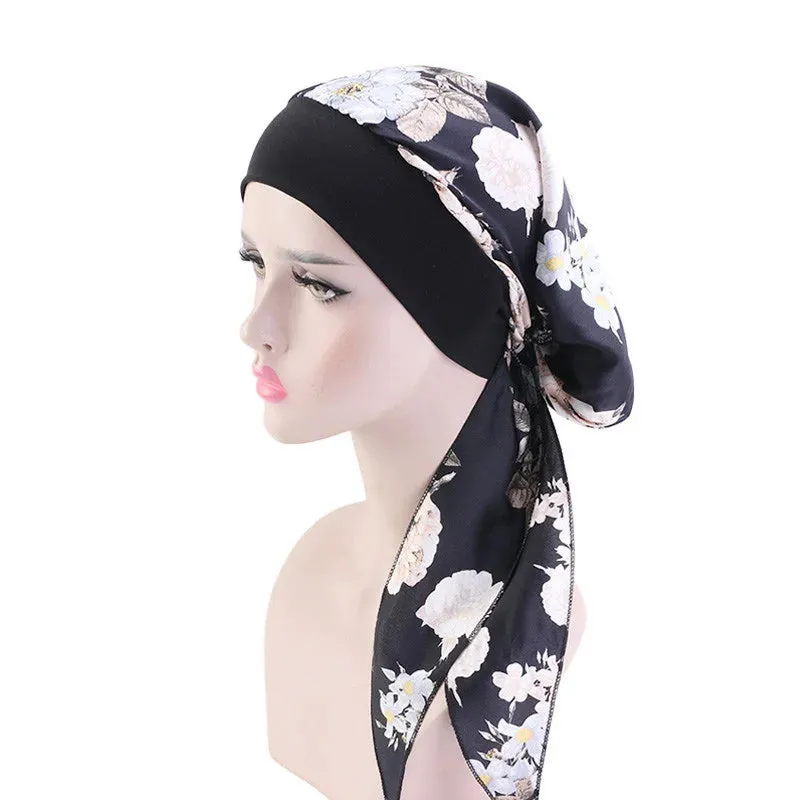 Pre-Tied Chiffon Floral Hijab Headscarf for Muslim Women