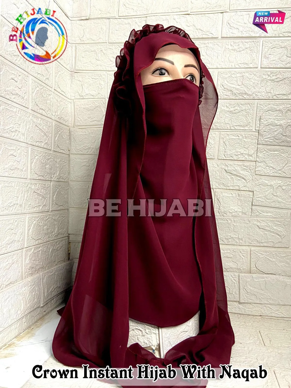 Princess Hijab | Ready To Wear Crown Hijab | 2 Pcs Color Dark Maroon