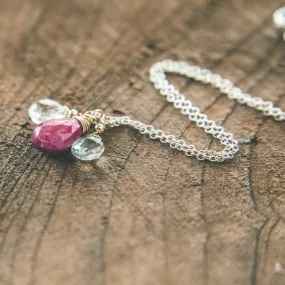 Protector of the Heart: Ruby and Quartz Crystal Necklace