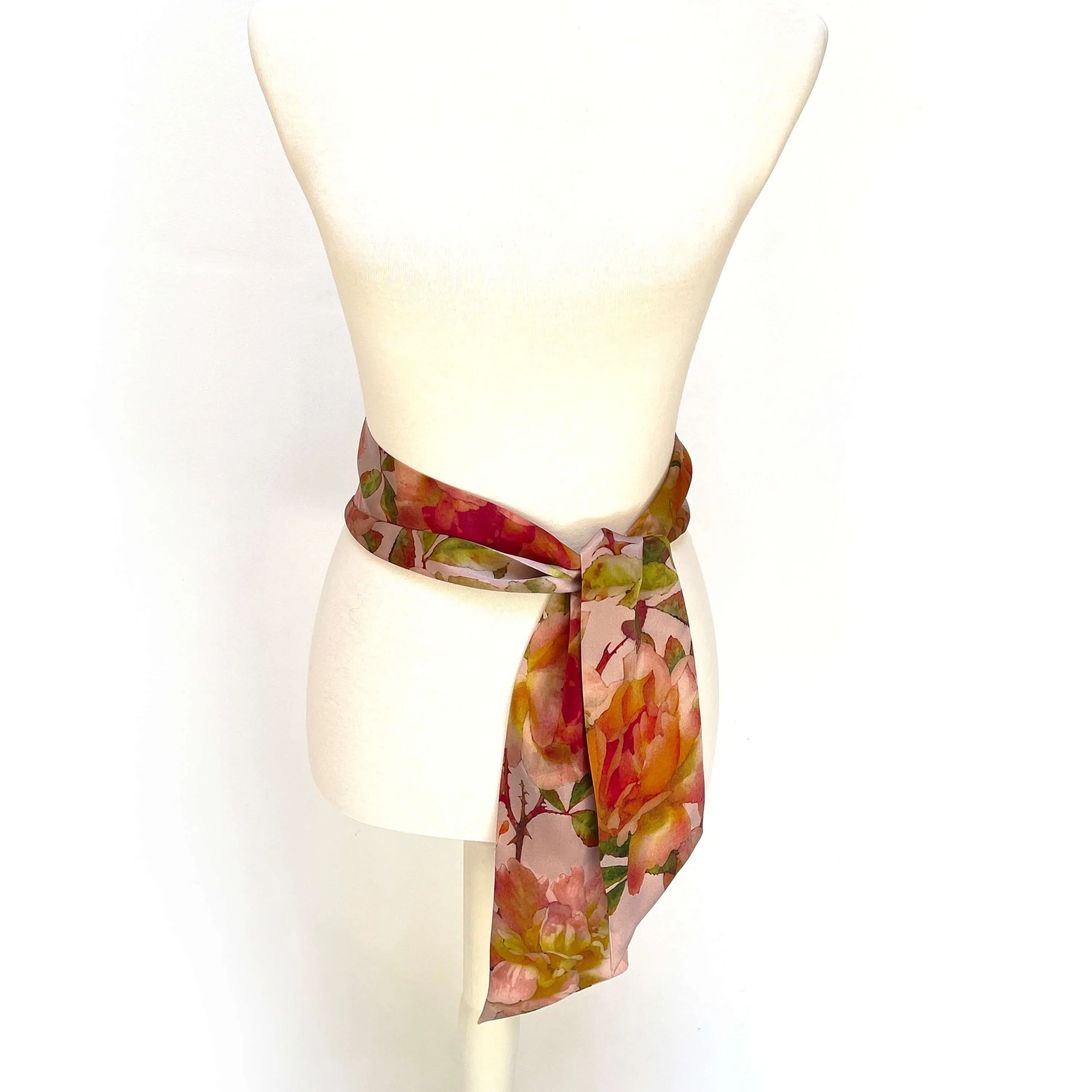 Pure Silk Scarf Rustic Rose, Womans Scarf, Hair Scarf, Neck Scarf, Headband, Designer Scarf, 100% Pure Silk