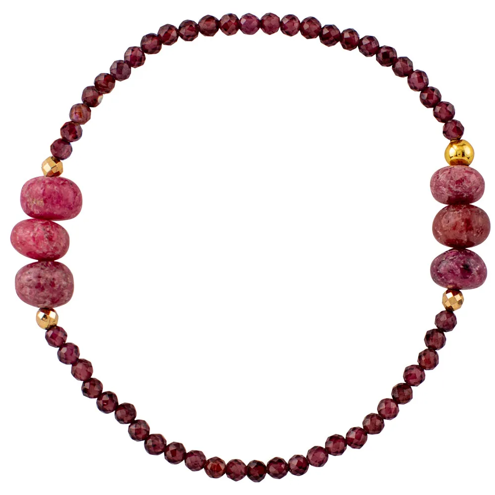 Pyrite's Booty Bracelet in Garnet & Rhodonite with Pyrite | Available to ship January 14, 2025