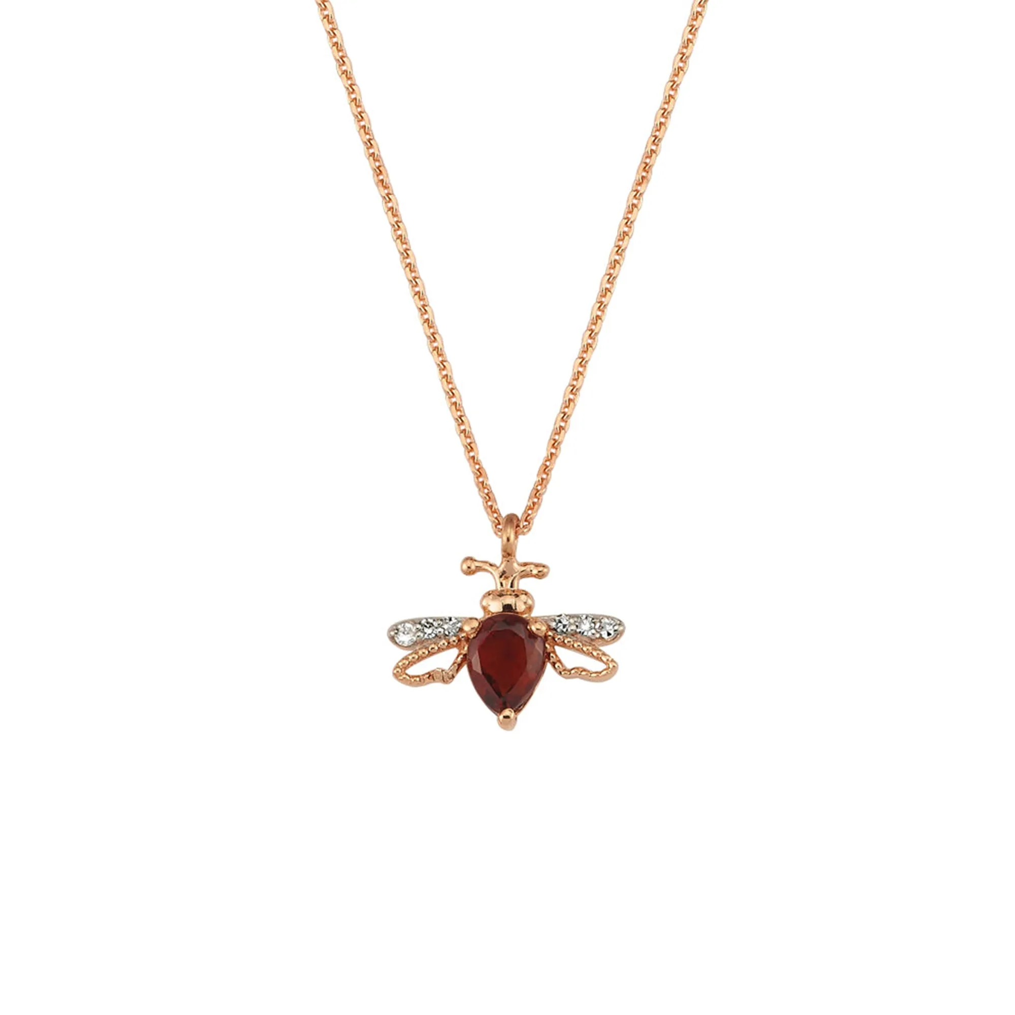 QUEEN BEE BELLA GOLD DIAMOND GARNET NECKLACE