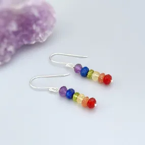 Rainbow gemstone earrings Sterling Silver, Gold, Rose Gold