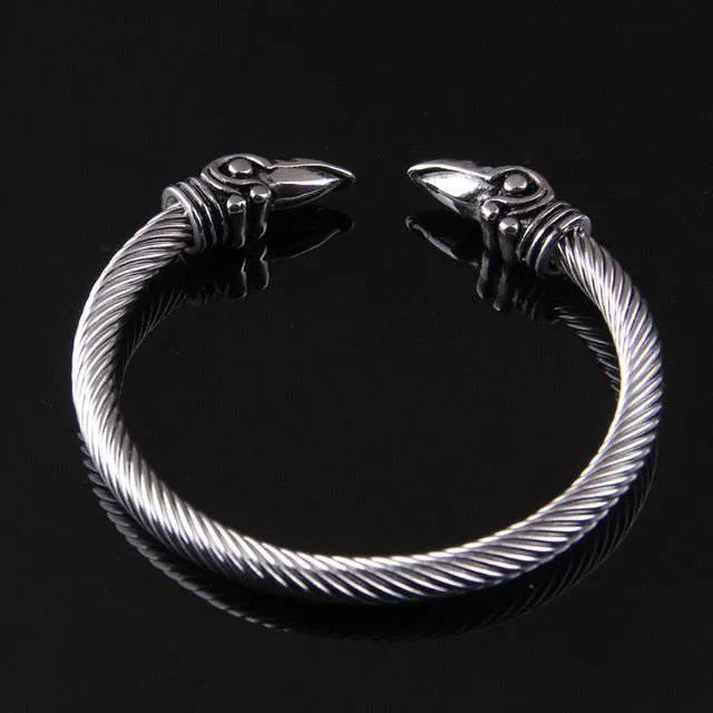 Raven Head Torc Bracelet - Stainless Steel