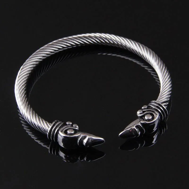 Raven Head Torc Bracelet - Stainless Steel