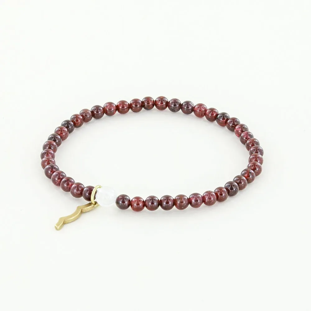 Rayminder UV Awareness Bracelet in 4mm Garnet