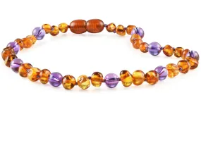 R.B. Amber Jewlery Cognac Amber Amythest Collection: necklace