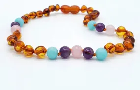 R.B. Amber Jewlery Kids| Genuine Gemstone Baltic Amber Mermaid Mix Necklace