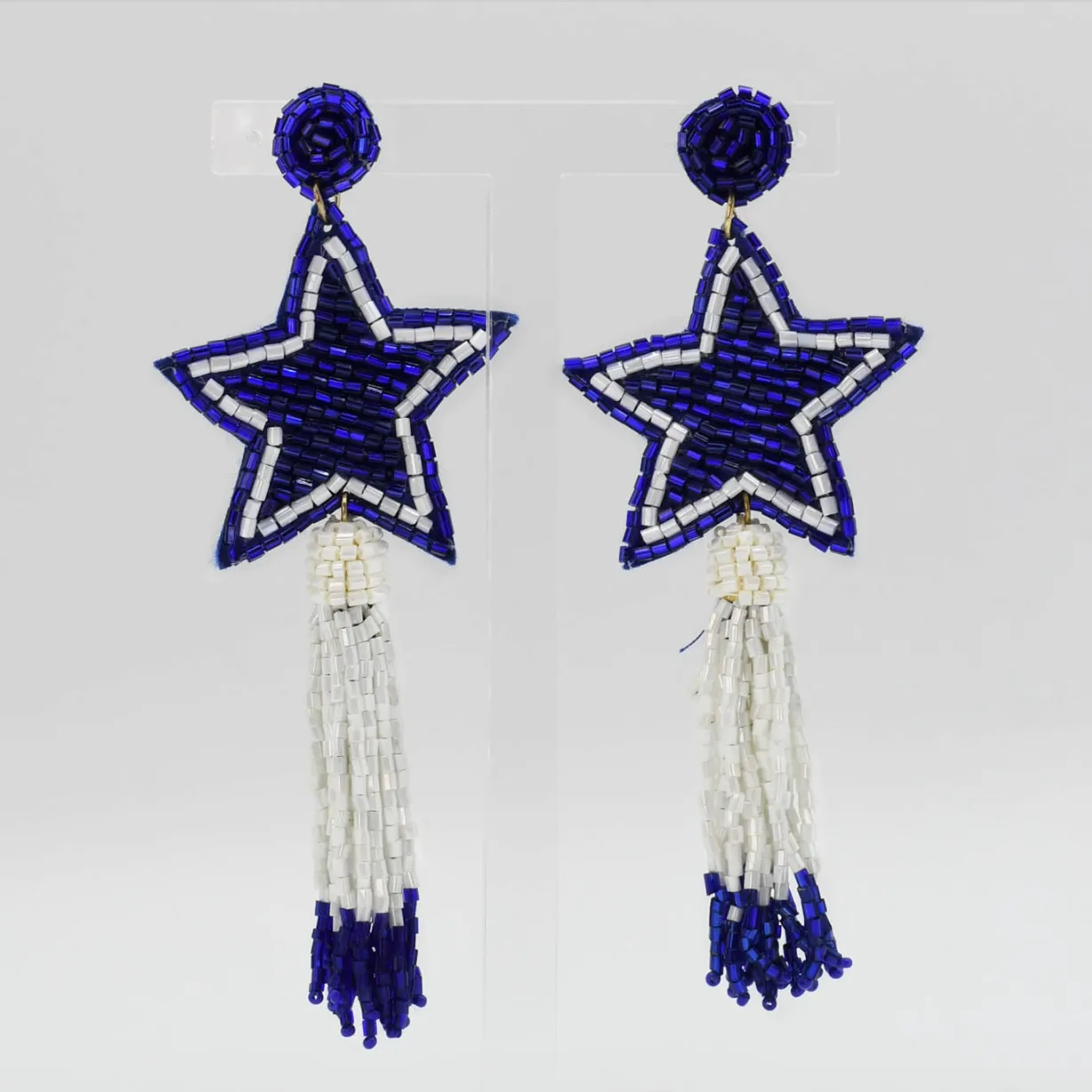 Ready, Set, Stars Beaded Star Tassel Earrings