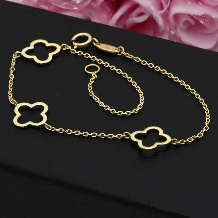 Real Gold 3 VC Plain Hollow Bracelet 3350 (19 CM) BR1402