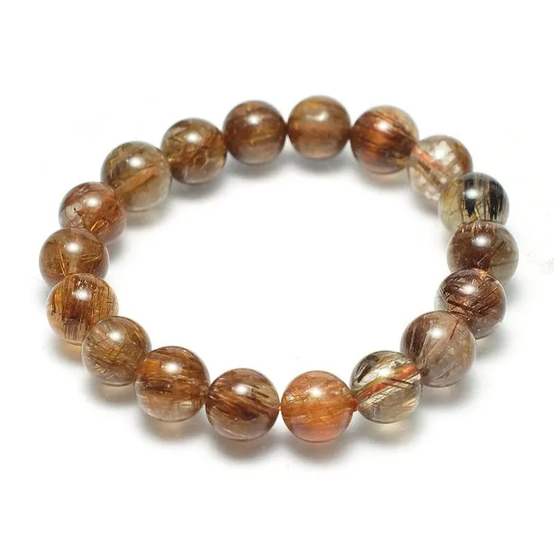 Red Copper Rutilated Quartz Stretch Bracelet 11mm,12mm,14mm