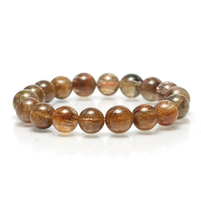 Red Copper Rutilated Quartz Stretch Bracelet 11mm,12mm,14mm