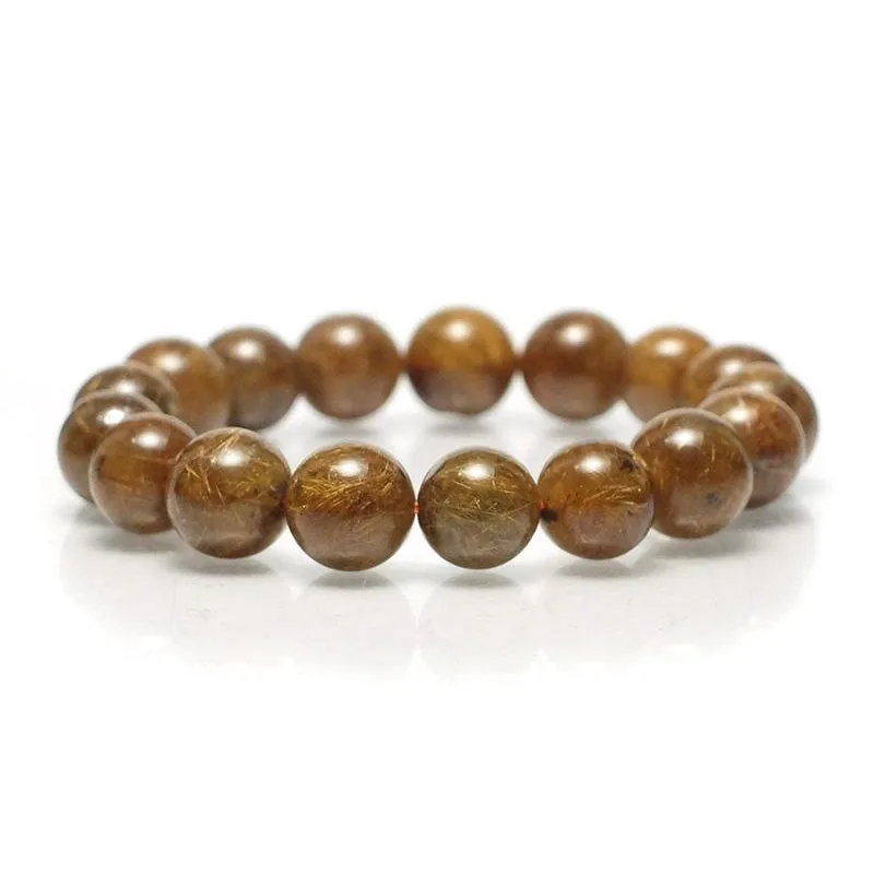 Red Copper Rutilated Quartz Stretch Bracelet 11mm,12mm,14mm