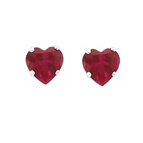 RED CZ 6MM HEART EARRINGS