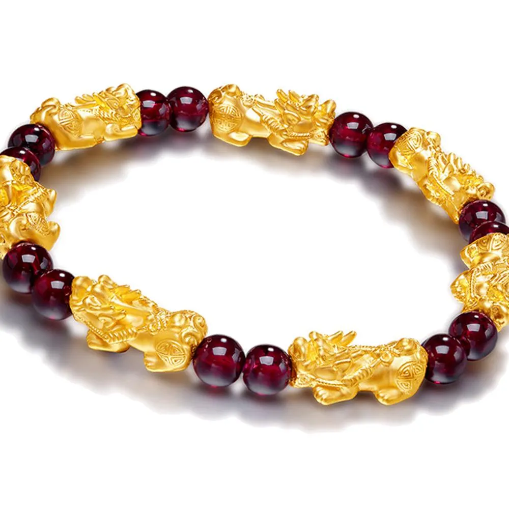 Red Garnet Lucky Pixiu Wealth Bracelet