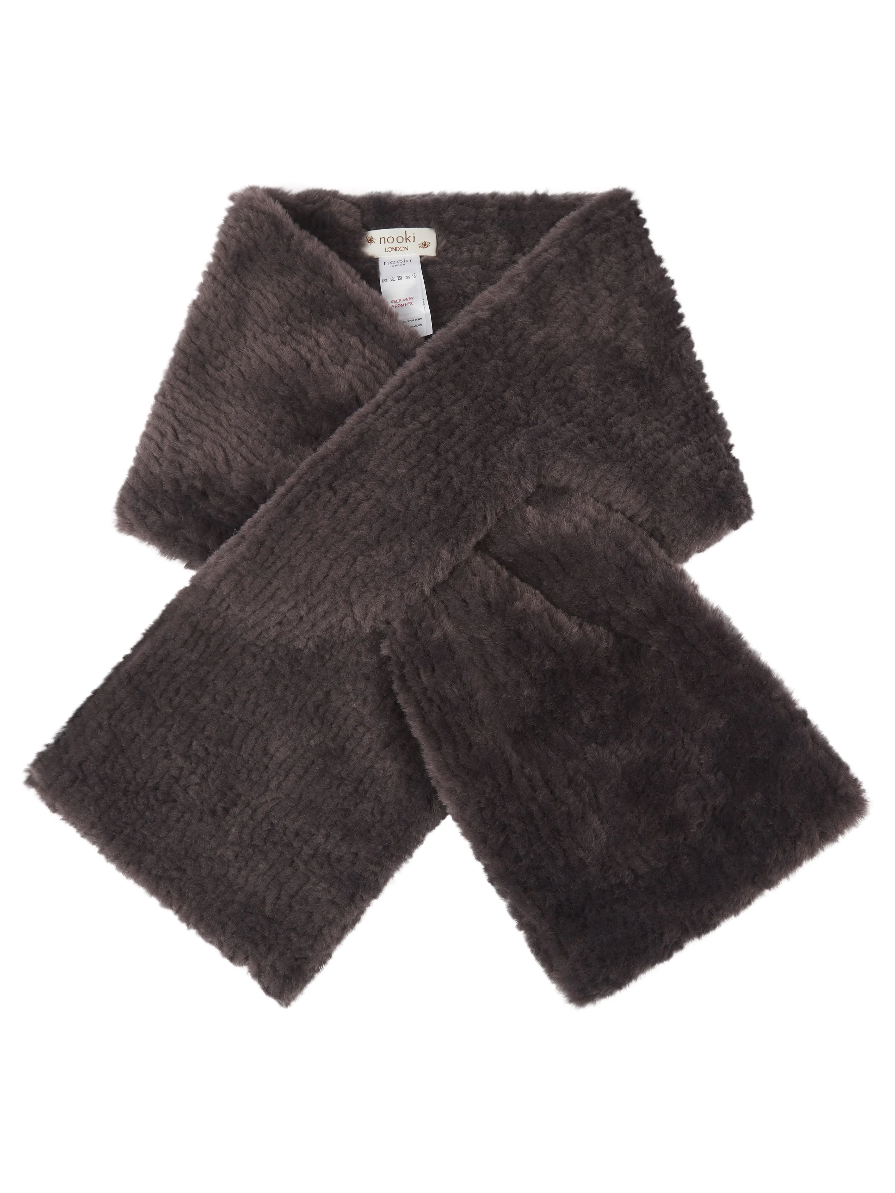 RIVINGTON FAUX FUR SCARF CHARCOAL