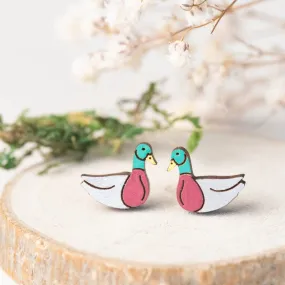 Robin Valley - Duck Cherry Wood Stud Earrings