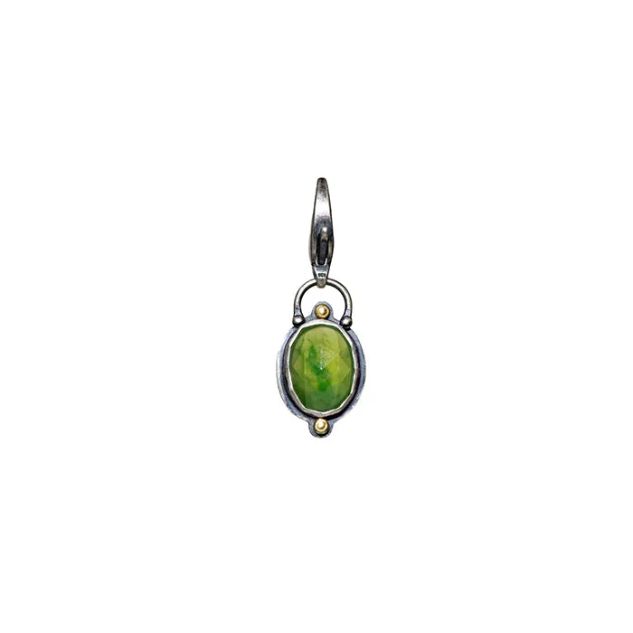 Rose Cut Green Garnet Charm - Sterling Silver   18k Gold