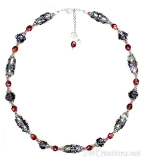 Rose Lampwork Crystal Beaded Necklace