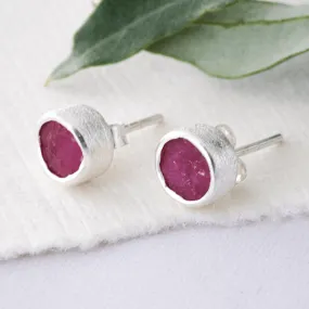 Rough Ruby Silver Stud